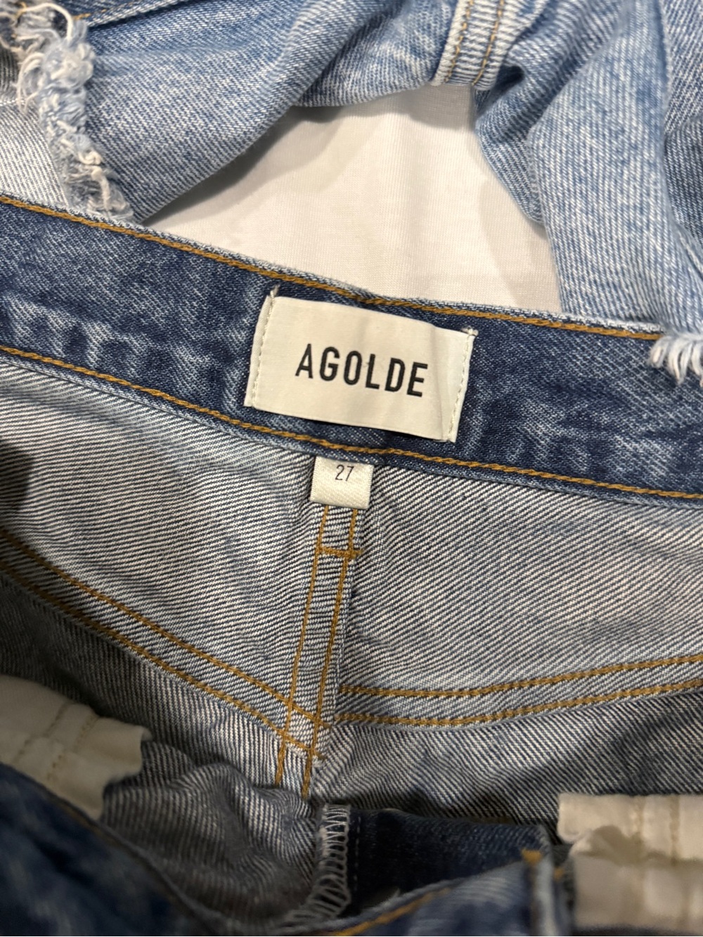 Agolde Two-Pair Parker Long Shorts in Light Blue and Dark Blue - Picture 2 of 4
